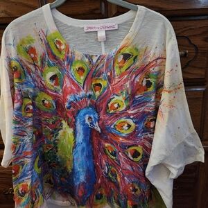 LEOMA LOVEGROVE Colorful Peacock Print Women’s Blouse - Multicolor